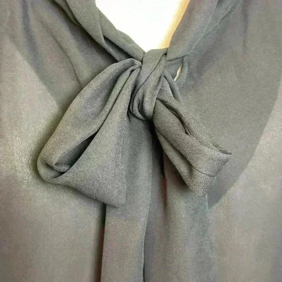 NWT - Allegra K Sheer Black Blouse w/gold button accents and bow (Size XL) - Picture 4 of 12